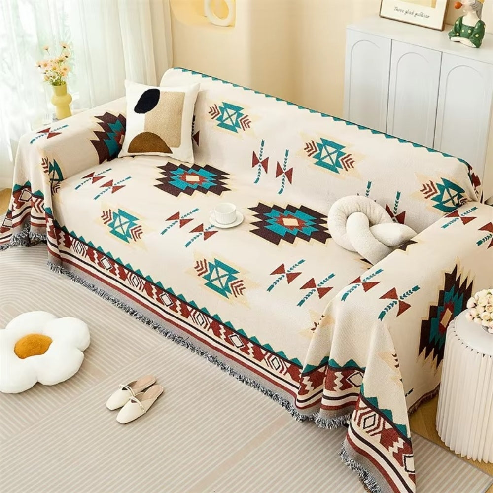 BuntWeb: Sofa Cover in Boho Design with Woven Texture & Easy-Care Quality – for Sofa & Living Room