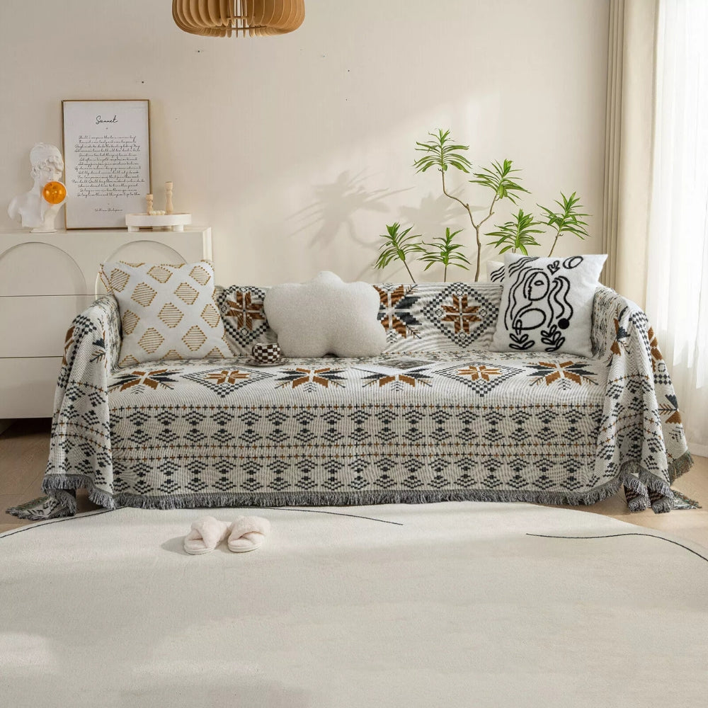 BuntWeb: Sofa Cover in Boho Design with Woven Texture & Easy-Care Quality – for Sofa & Living Room
