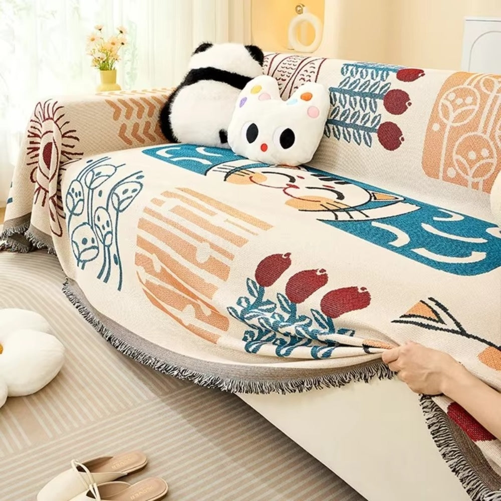 BuntWeb: Sofa Cover in Boho Design with Woven Texture & Easy-Care Quality – for Sofa & Living Room