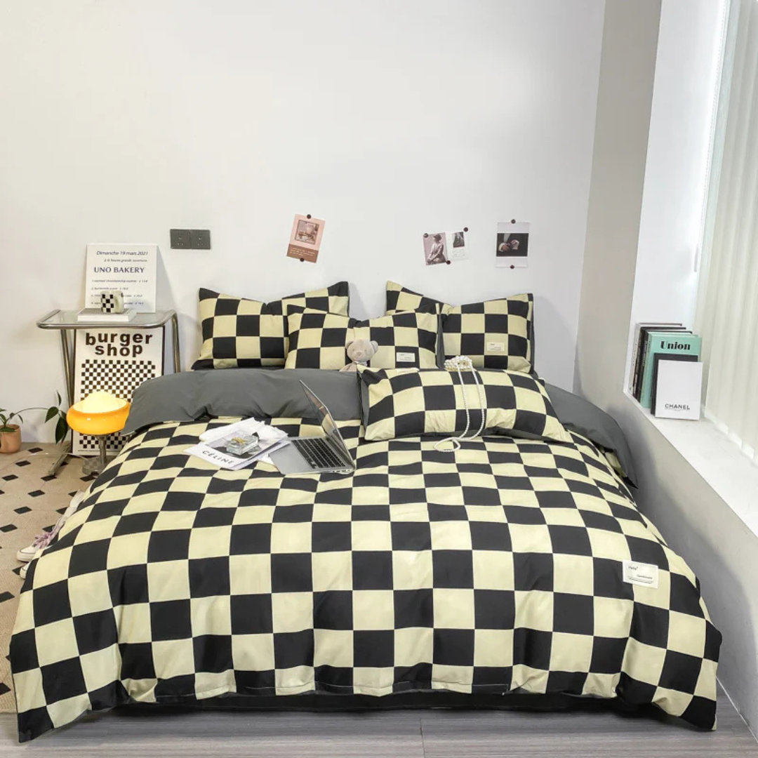 Cashu - Luxury Bed Cover with Checkered Pattern