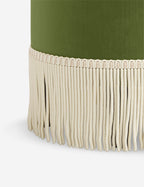 Aura Round Ottoman | Fringe Trim, Custom Upholstery