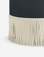 Aura Round Ottoman | Fringe Trim, Custom Upholstery