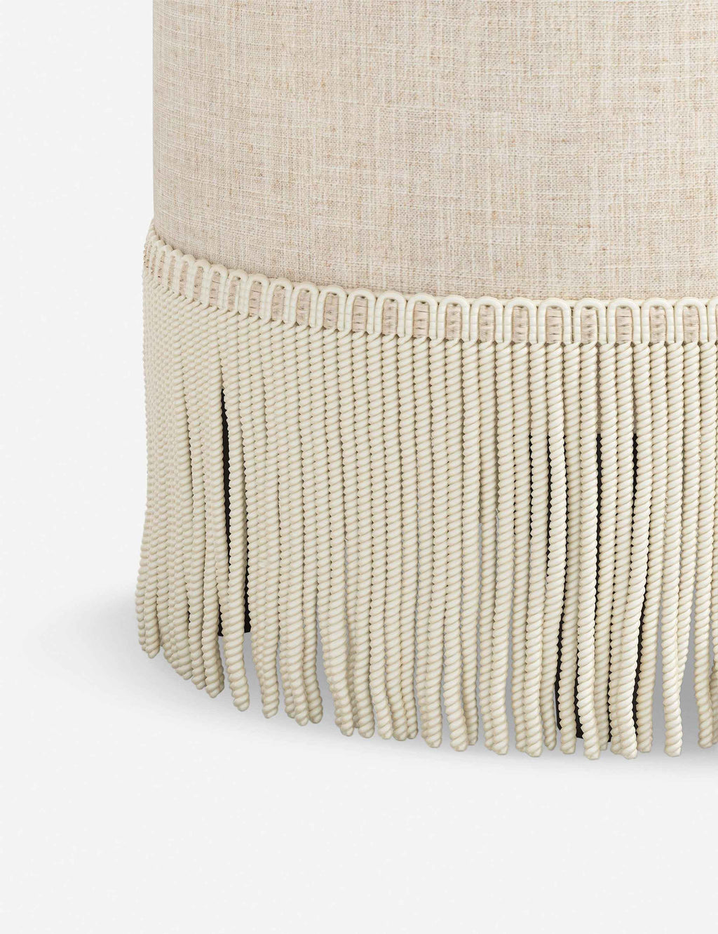 Aura Round Ottoman | Fringe Trim, Custom Upholstery