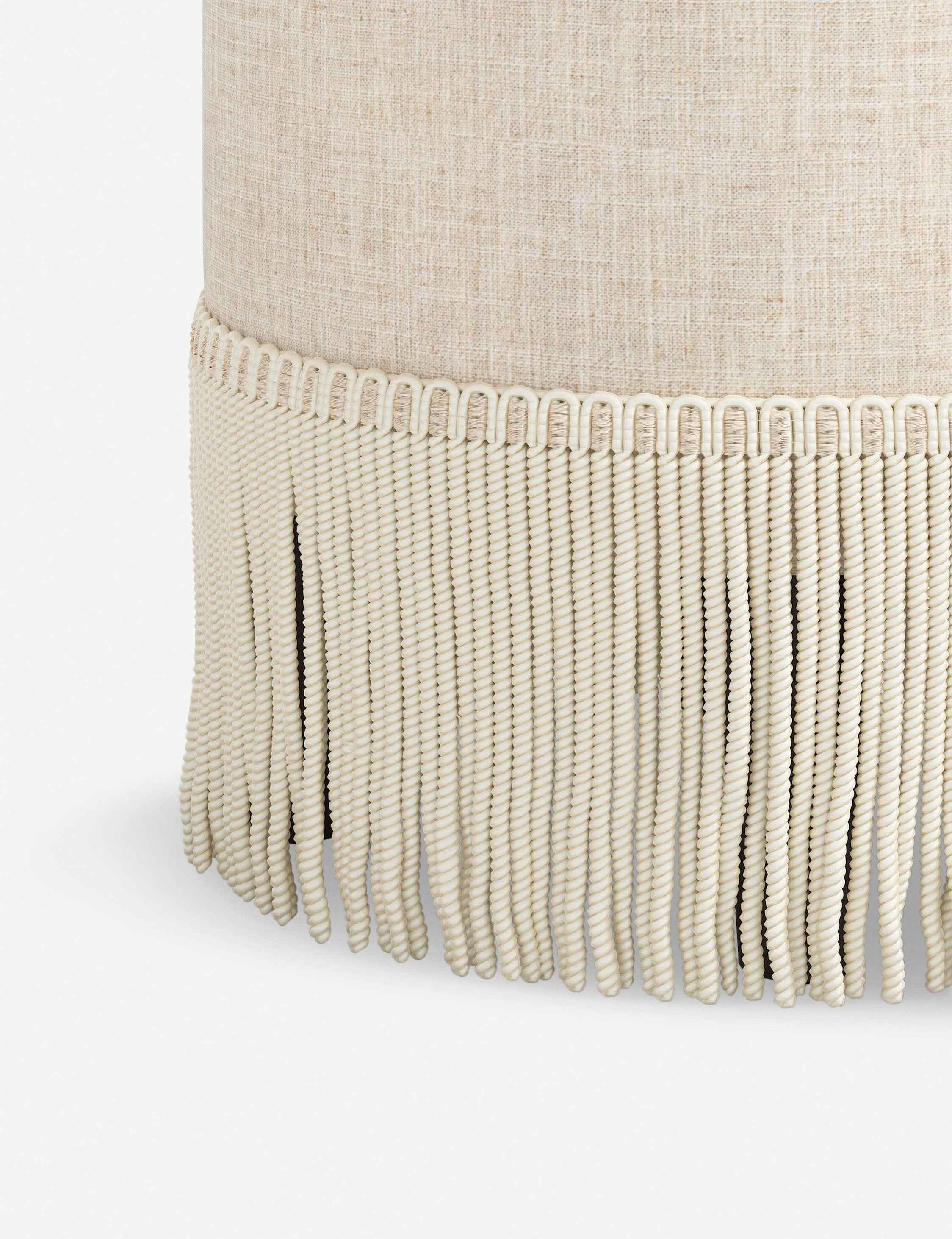 Aura Round Ottoman | Fringe Trim, Custom Upholstery