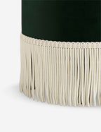 Aura Round Ottoman | Fringe Trim, Custom Upholstery