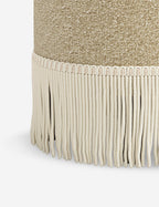 Aura Round Ottoman | Fringe Trim, Custom Upholstery