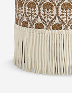 Aura Round Ottoman | Fringe Trim, Custom Upholstery