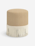 Aura Round Ottoman | Fringe Trim, Custom Upholstery