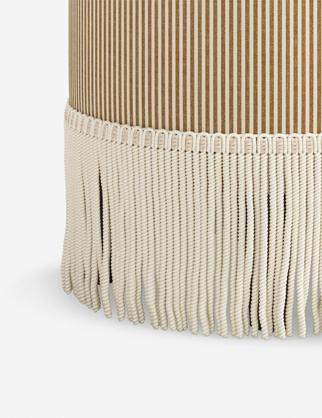 Aura Round Ottoman | Fringe Trim, Custom Upholstery