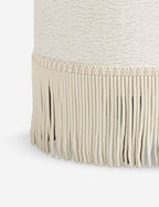 Aura Round Ottoman | Fringe Trim, Custom Upholstery