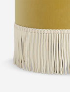 Aura Round Ottoman | Fringe Trim, Custom Upholstery