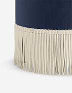Aura Round Ottoman | Fringe Trim, Custom Upholstery