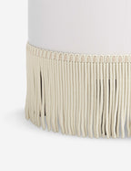 Aura Round Ottoman | Fringe Trim, Custom Upholstery