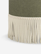 Aura Round Ottoman | Fringe Trim, Custom Upholstery