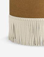 Aura Round Ottoman | Fringe Trim, Custom Upholstery