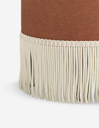 Aura Round Ottoman | Fringe Trim, Custom Upholstery