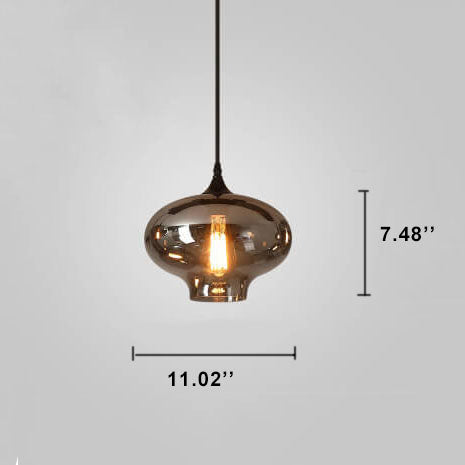 Contemporary Smoke Gray Glass LED Pendant Light with Single Bulb