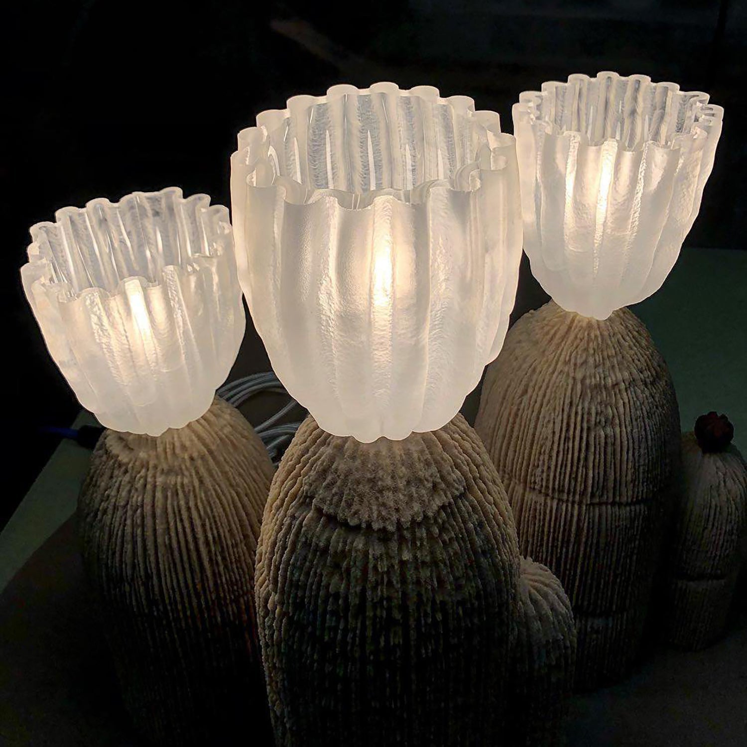 Cactus Sculptural Resin & Glass Table Lamp