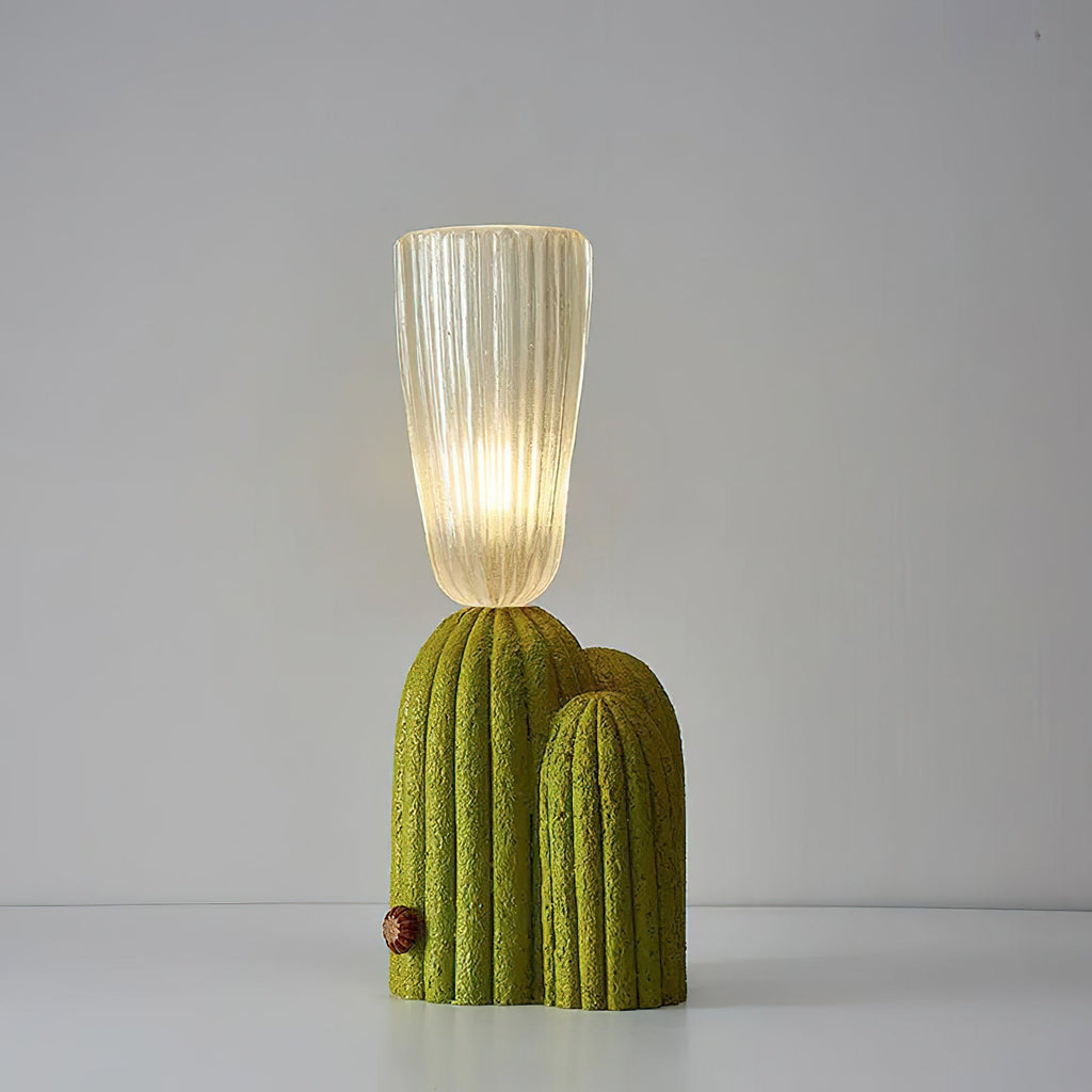 Cactus Sculptural Resin & Glass Table Lamp