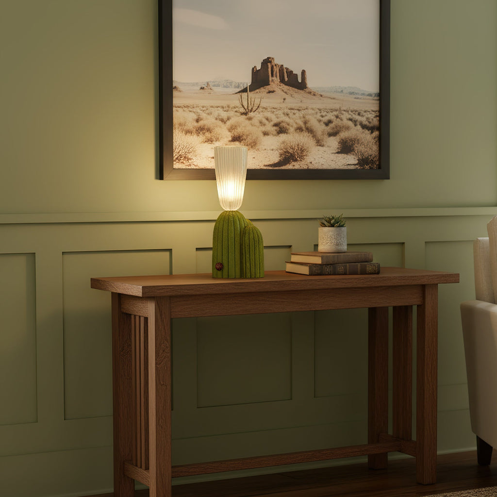 Cactus Sculptural Resin & Glass Table Lamp