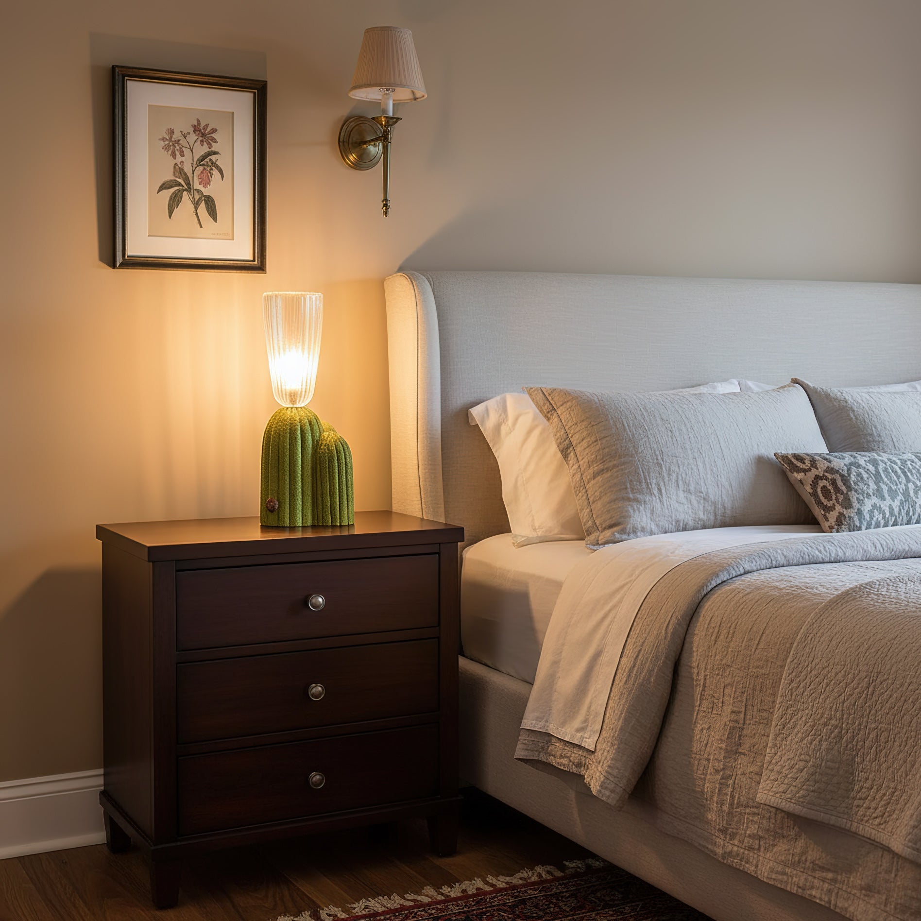 Cactus Sculptural Resin & Glass Table Lamp