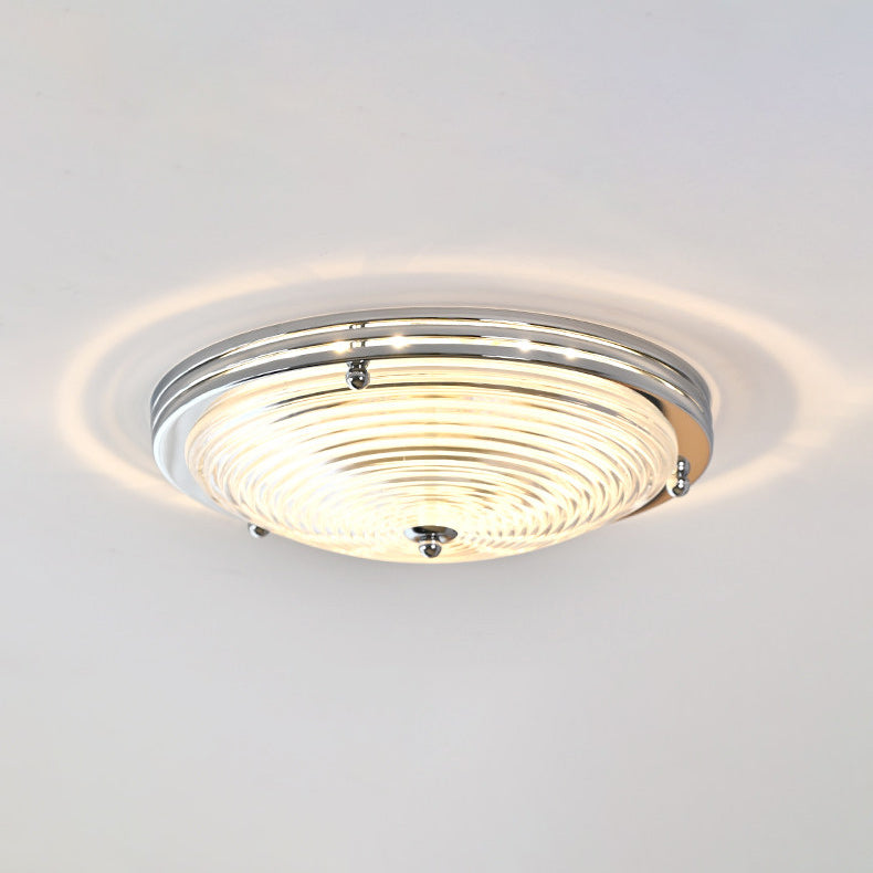 Callisto Ribbed Glass LED Semi-Flush Ceiling Light