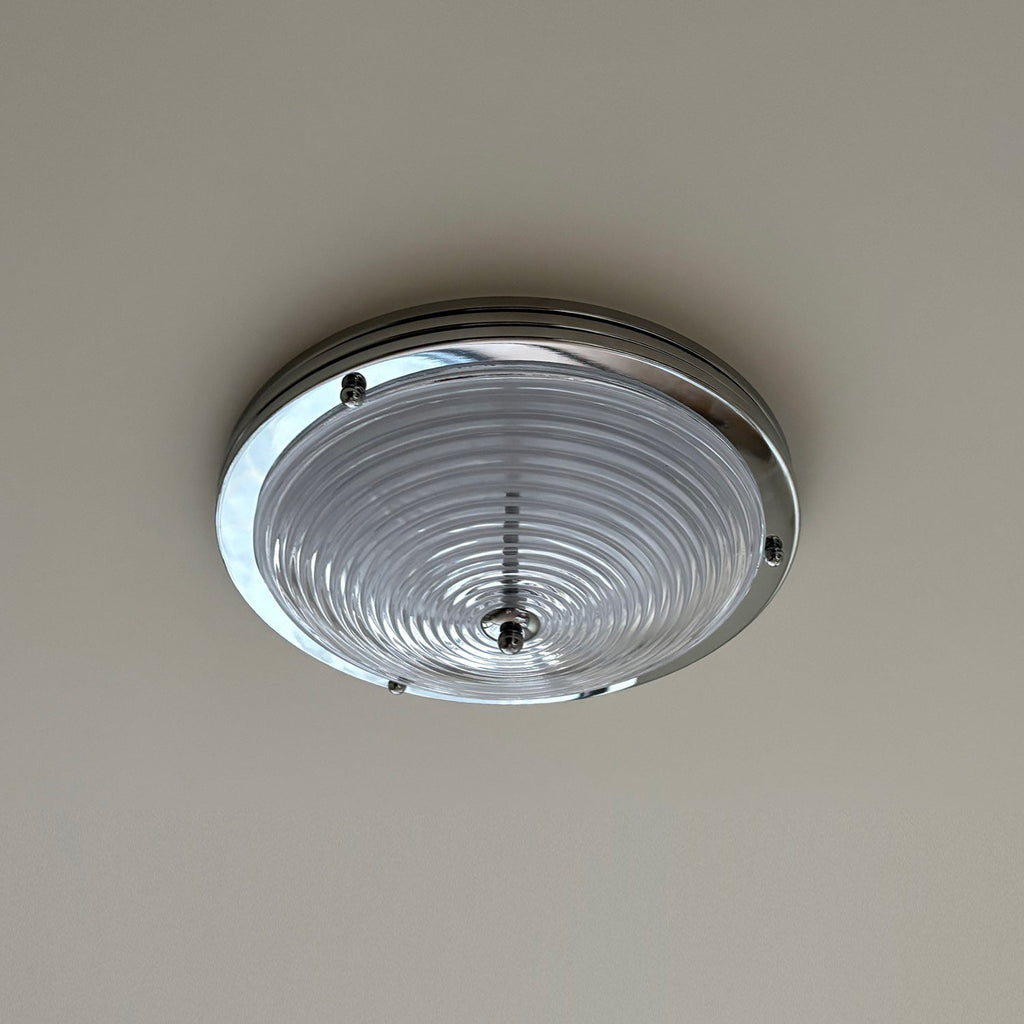Callisto Ribbed Glass LED Semi-Flush Ceiling Light