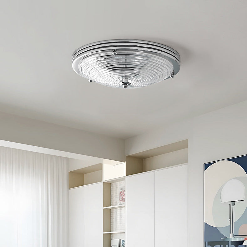 Callisto Ribbed Glass LED Semi-Flush Ceiling Light