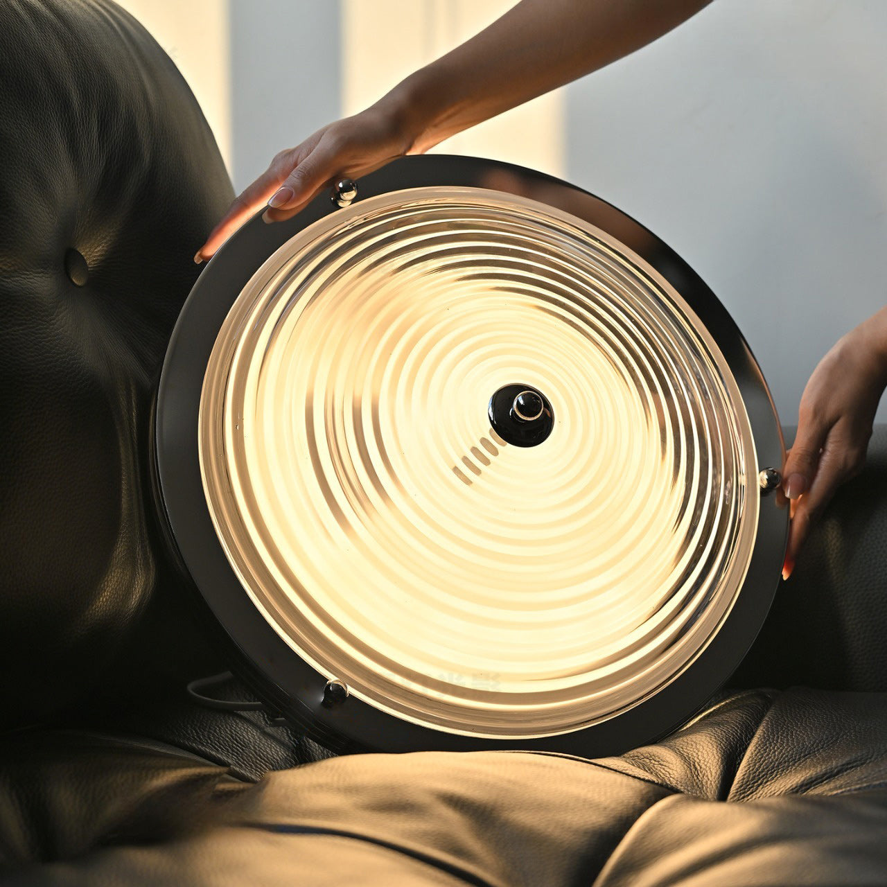 Callisto Ribbed Glass LED Semi-Flush Ceiling Light