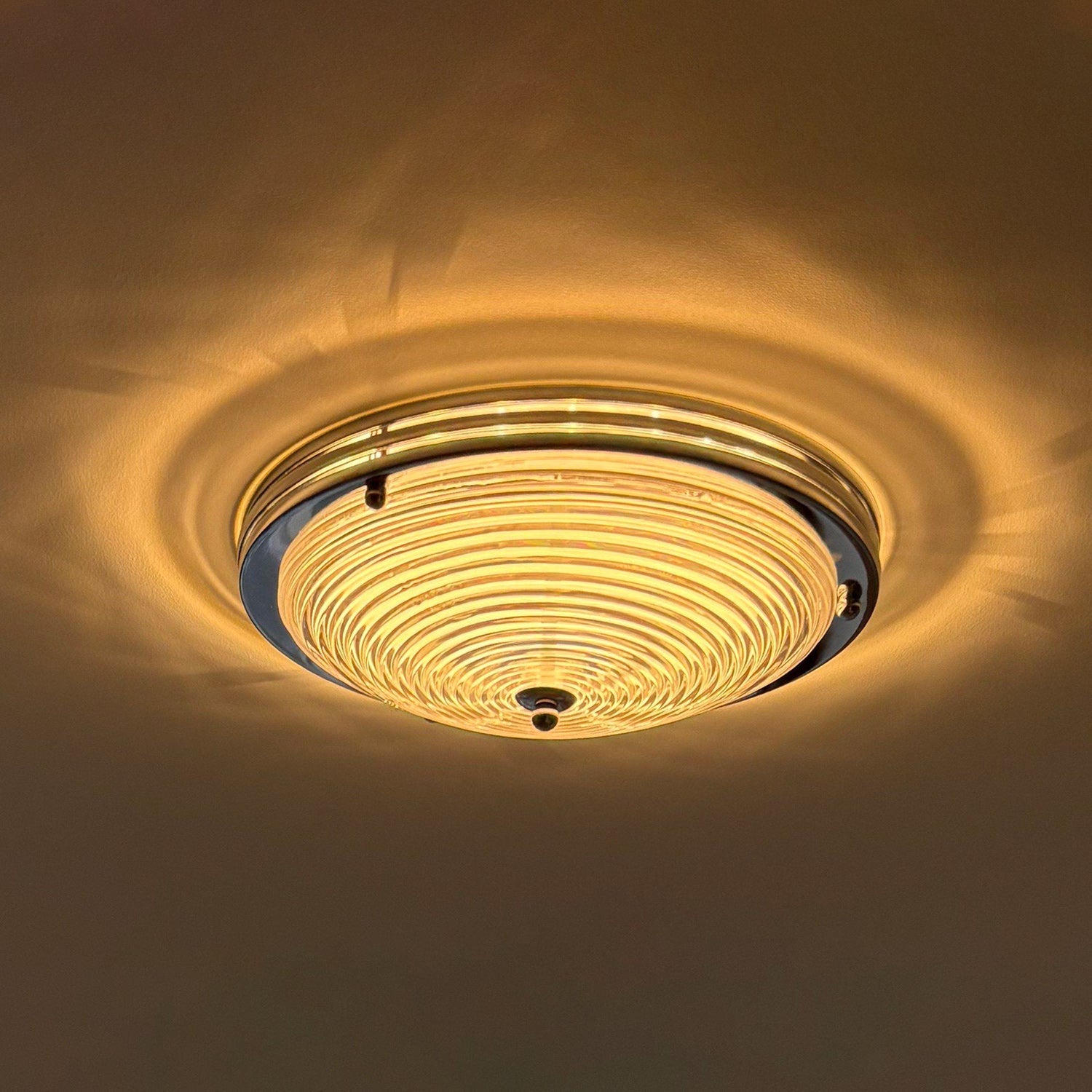 Callisto Ribbed Glass LED Semi-Flush Ceiling Light