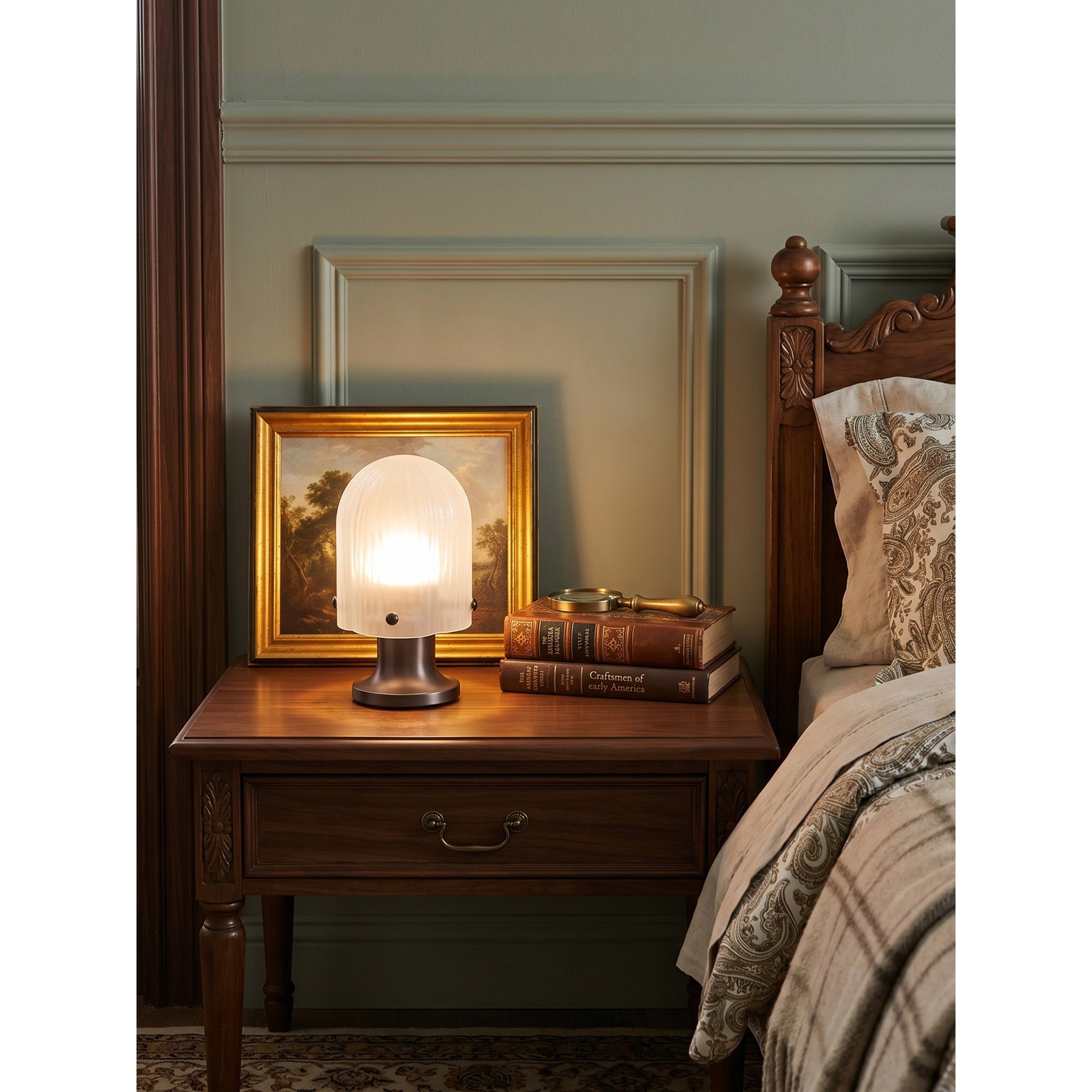 Callum Ribbed Glass Cordless Table Lamp
