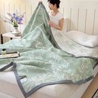 CalmaLuft: Cotton blankets in a stylish floral pattern with airy cotton quality & elegant lightness – for living room & bedroom