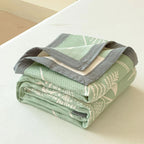 CalmaLuft: Cotton blankets in a stylish floral pattern with airy cotton quality & elegant lightness – for living room & bedroom