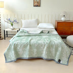 CalmaLuft: Cotton blankets in a stylish floral pattern with airy cotton quality & elegant lightness – for living room & bedroom