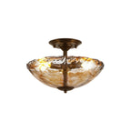 Cambria Amber Art-Glass Semi-Flush Ceiling Light