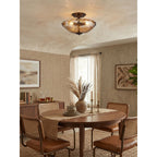 Cambria Amber Art-Glass Semi-Flush Ceiling Light