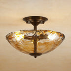 Cambria Amber Art-Glass Semi-Flush Ceiling Light