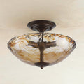Cambria Amber Art-Glass Semi-Flush Ceiling Light