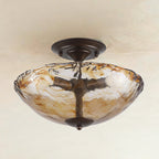Cambria Amber Art-Glass Semi-Flush Ceiling Light