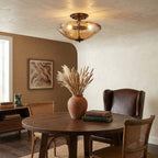 Cambria Amber Art-Glass Semi-Flush Ceiling Light