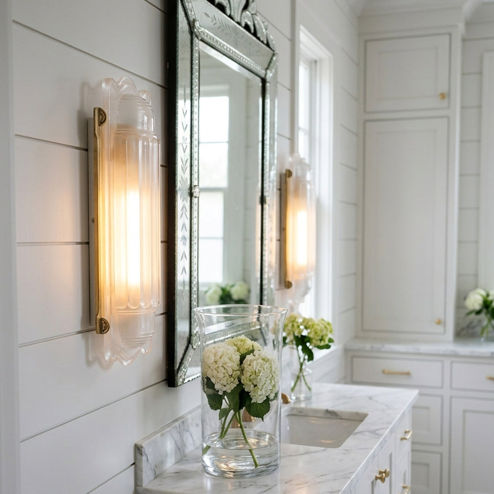 Camille Streamline Brass Glass Wall Sconce