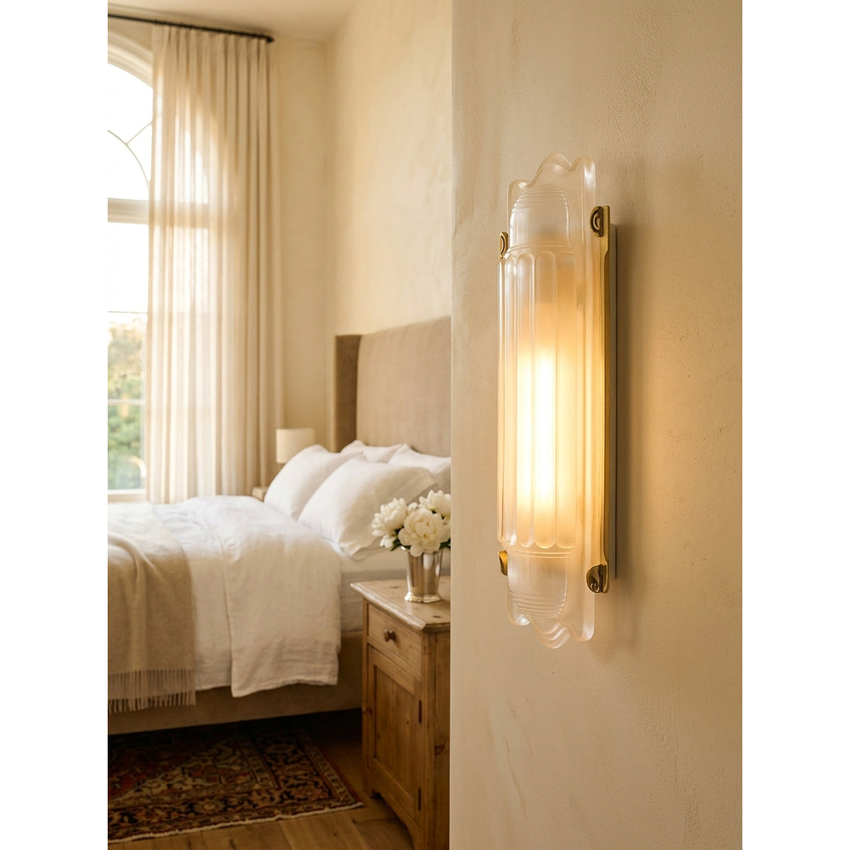 Camille Streamline Brass Glass Wall Sconce
