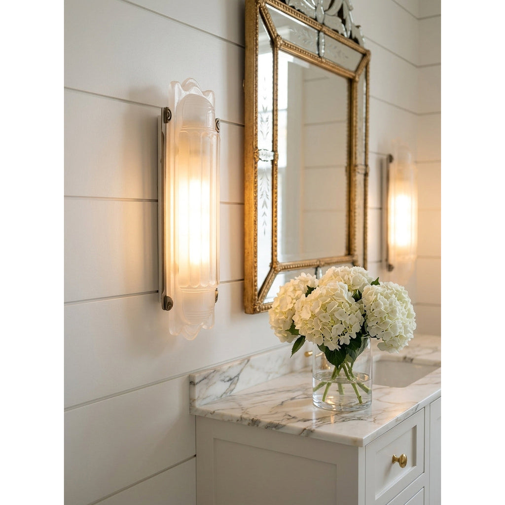 Camille Streamline Brass Glass Wall Sconce