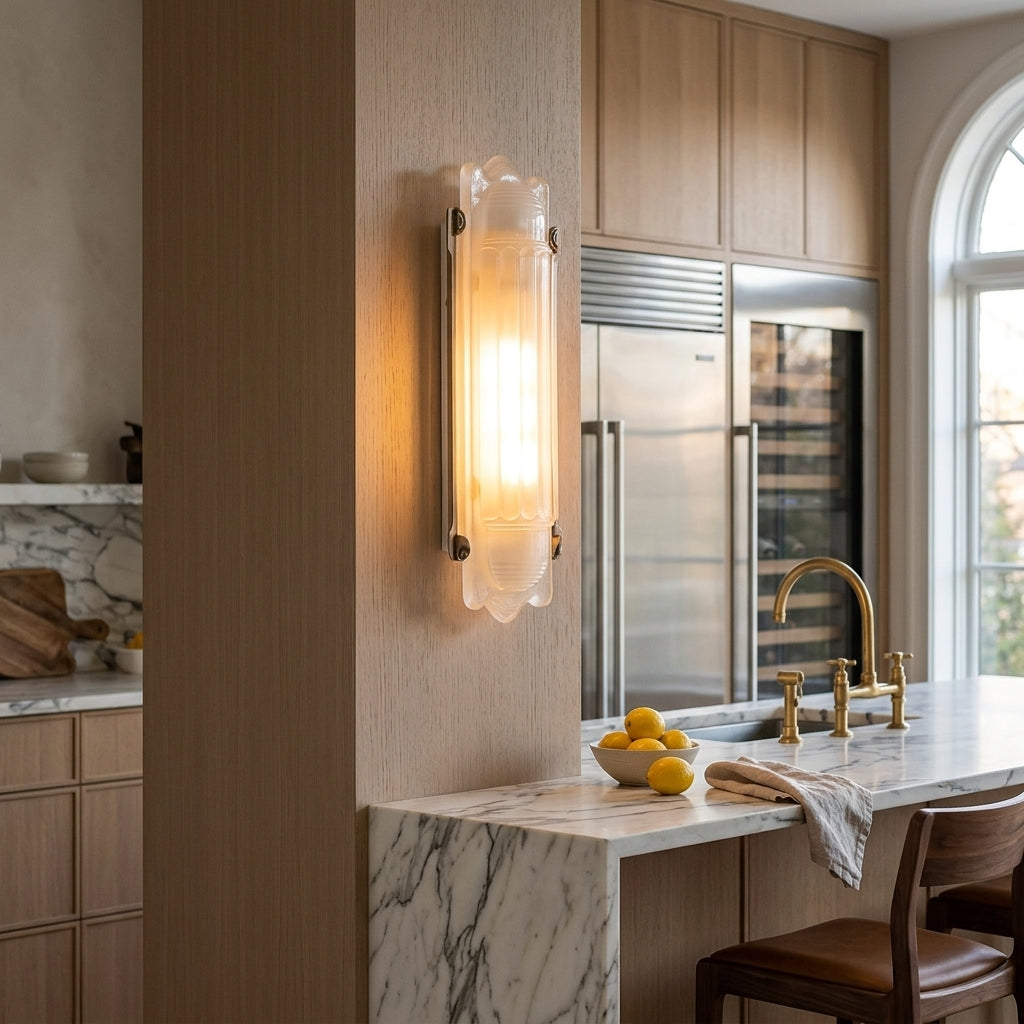 Camille Streamline Brass Glass Wall Sconce