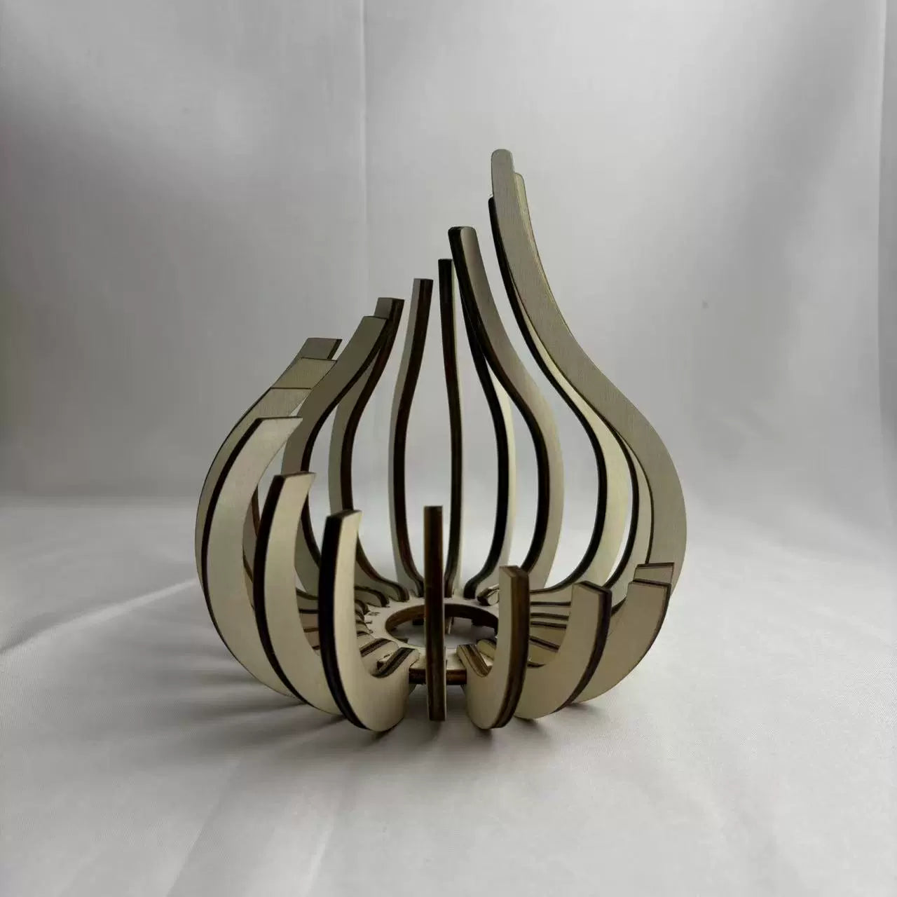 Basswood Candle Holder Smooth Finish Indoor Tabletop Decor