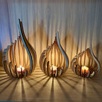 Basswood Candle Holder Smooth Finish Indoor Tabletop Decor