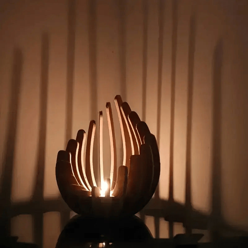 Basswood Candle Holder Smooth Finish Indoor Tabletop Decor
