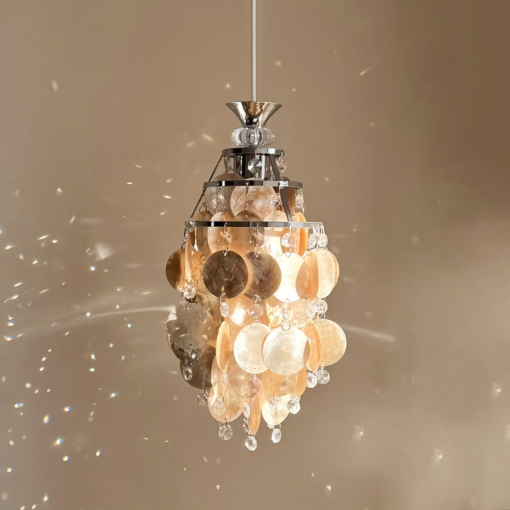 Capezy Tiered Shell and Crystal Pendant Light