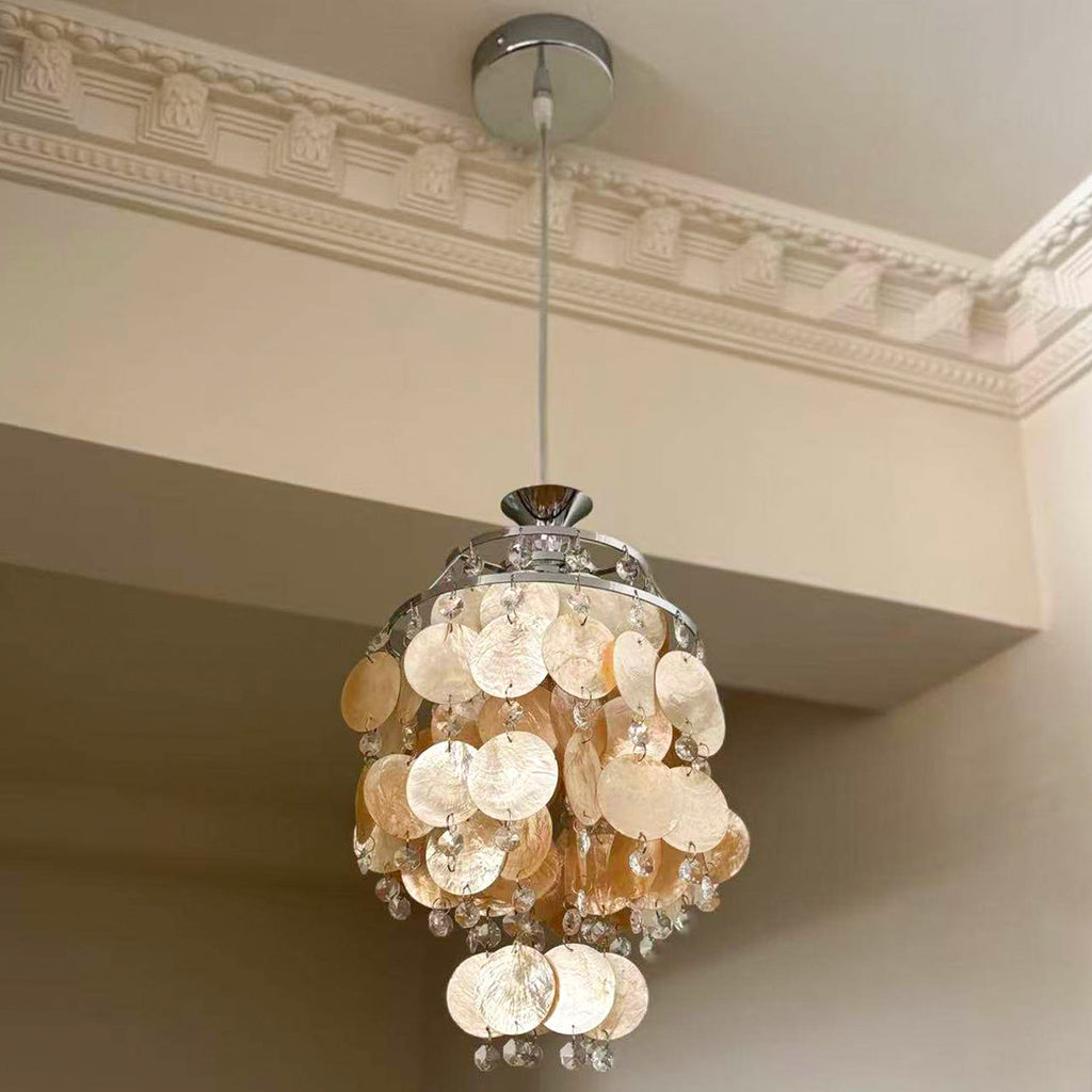 Capezy Tiered Shell and Crystal Pendant Light