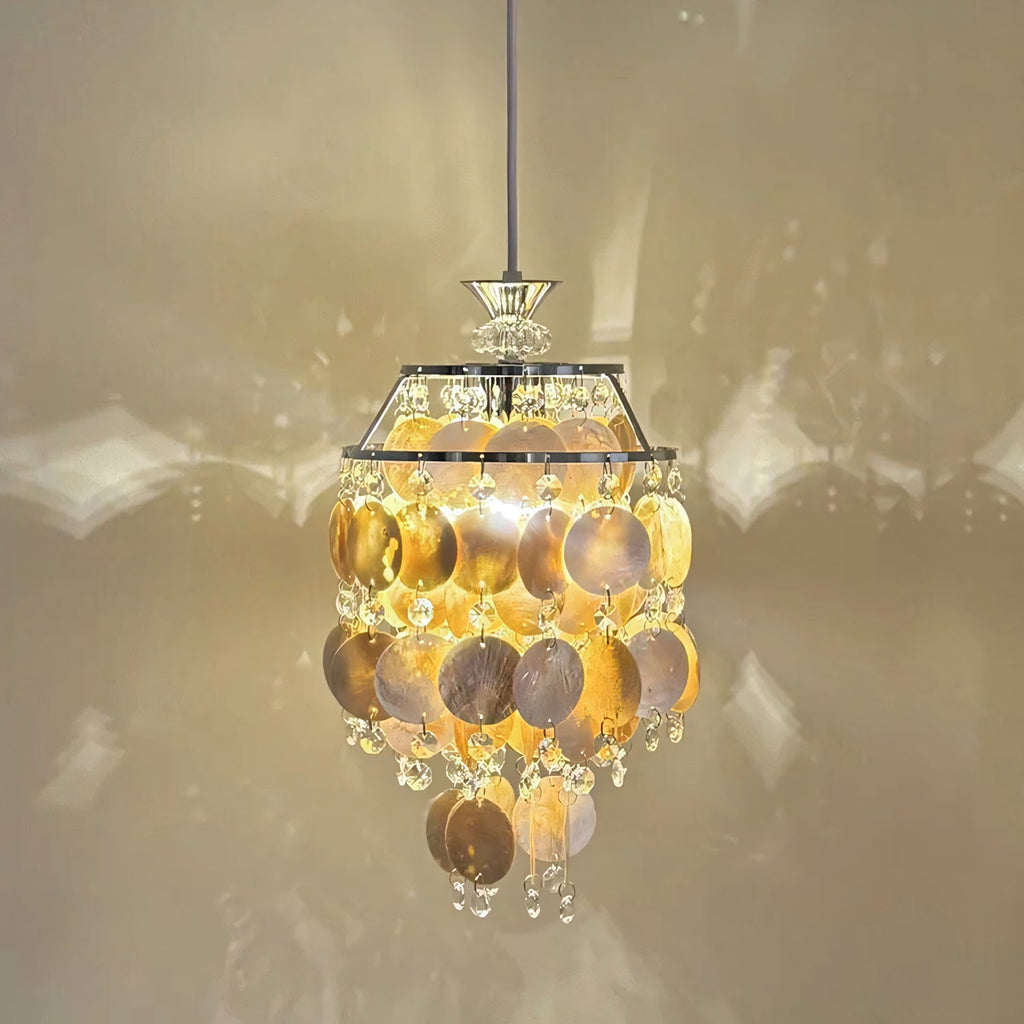 Capezy Tiered Shell and Crystal Pendant Light